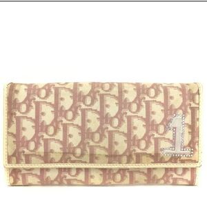 Christian Dior Trotter Rhinestone PVC Leather Long Bifold Wallet /1J2138
